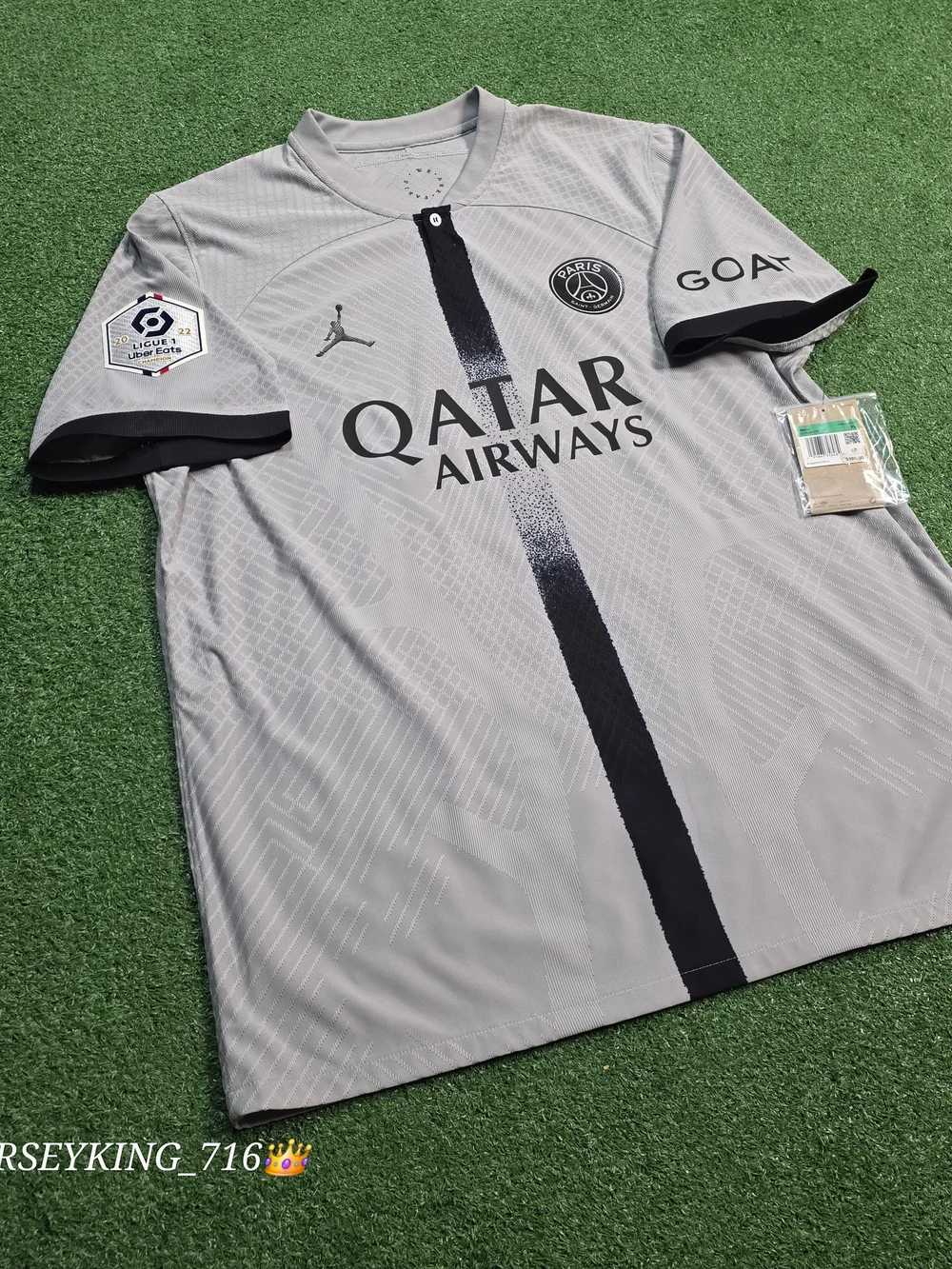 Jordan X PSG Neymar Jr #10 2022/2023 Authentic Away Gray Jersey New Ligue 1 Patc